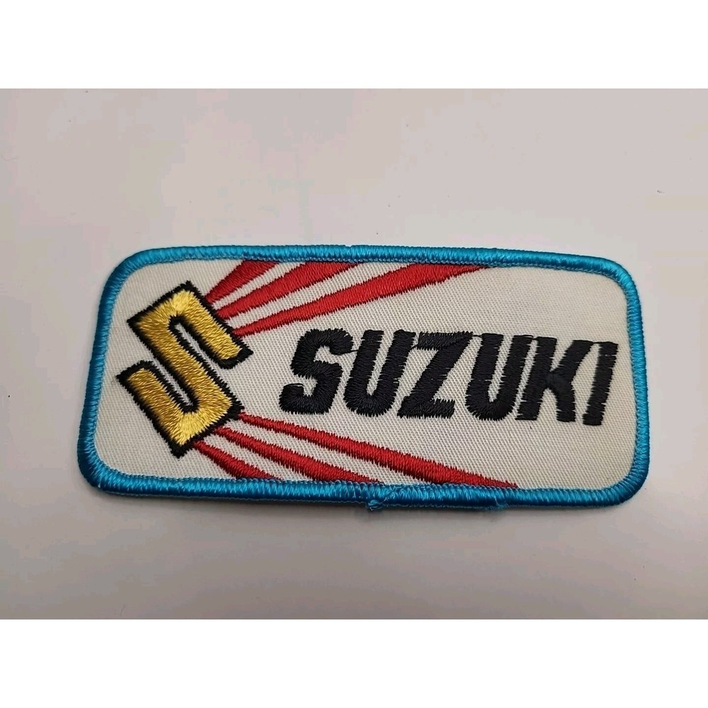 Vintage Gold, Red, White & Blue Suzuki Sunburst Motorcycle Riding Iron On Patch